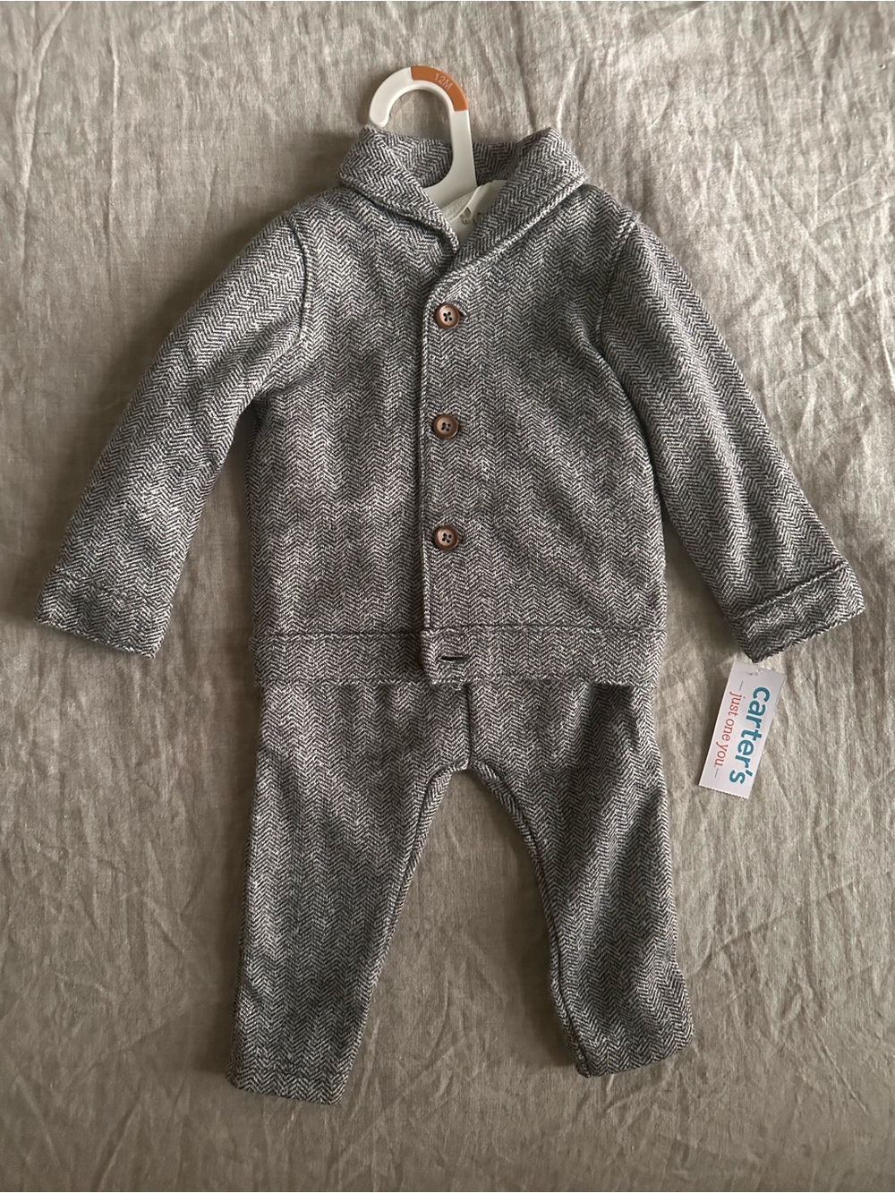 Carter's Gray Baby Three-Piece Knit Suit Set
